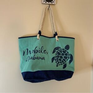 Mobile, AL Blue Teal Green Sea Turtle Large Tote Bag Good Pre-used condition